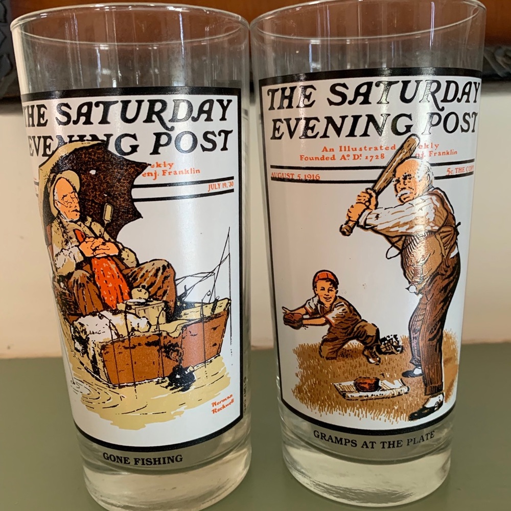 2 Norman Rockwell Collectible Glasses 1987 Arby’s